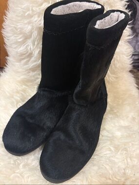 Vintage Tecnica Black Apres Ski Boots Goat Fur Size 39 Made in Italy (8)